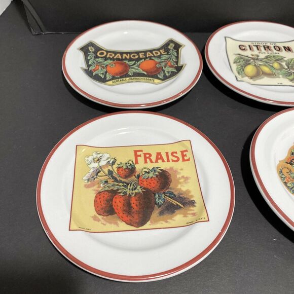 Williams Sonoma Roseanna Canape Plates (6) Fruit Design Tidbit Appetizer Display - Picture 2 of 7